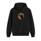 Black hoodie with goat and coffee themed graphic print