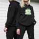 Black Hoodie With Low-Motion Running Club Sloth Turtle Snail Graphic
