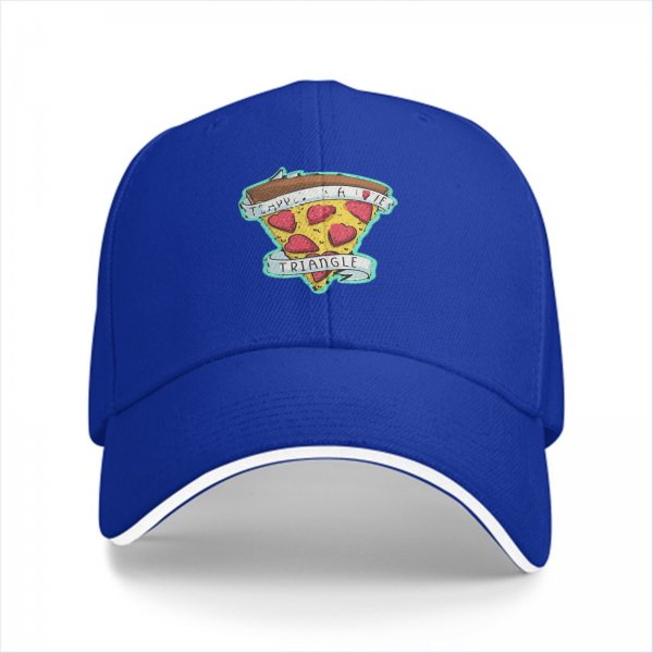 Black Baseball Cap With Pizza Slice Heart Print Design