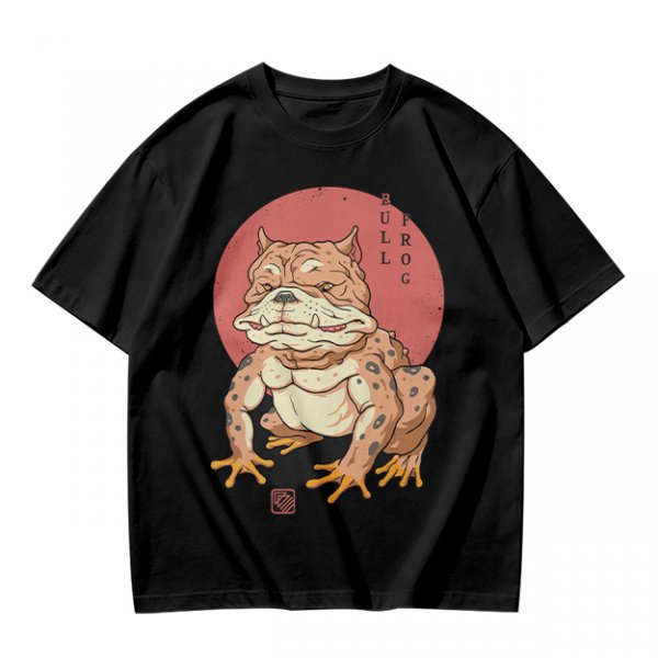 Olive Green T-Shirt With Bulldog Frog Hybrid Graphic Print