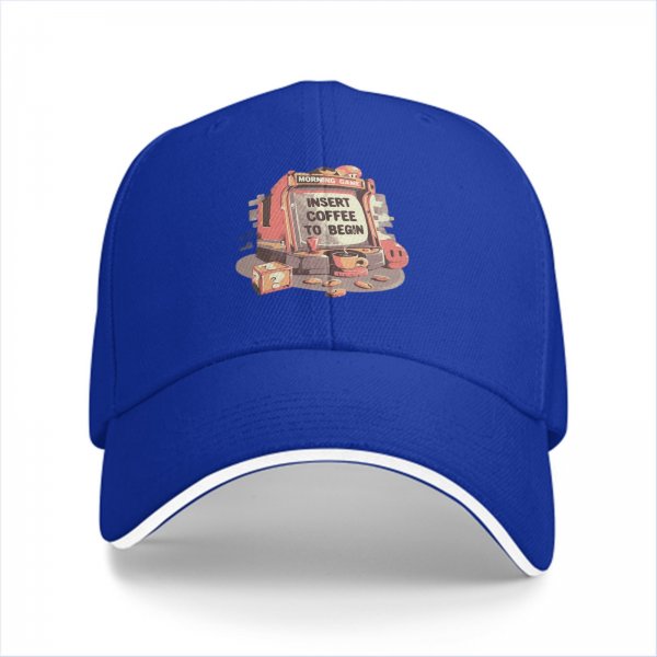 Black baseball cap with insert coffee to begin arcade graphic