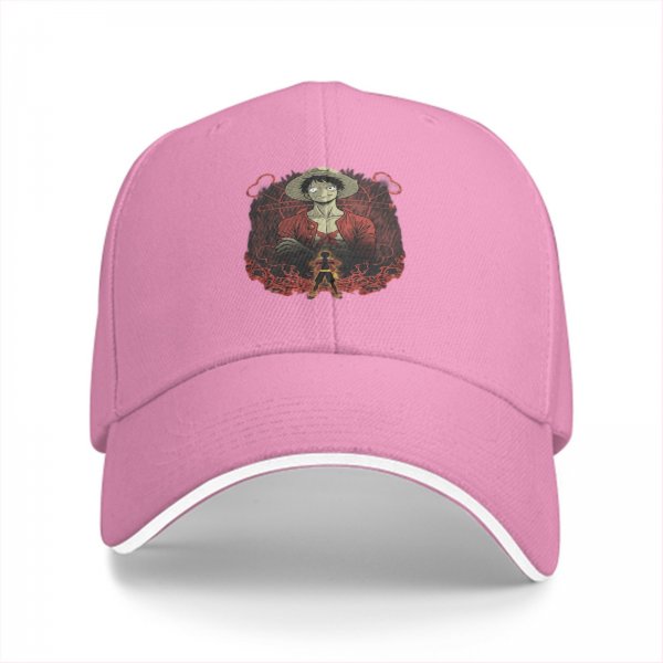 Black Baseball Cap With One Piece Luffy Graphic Print