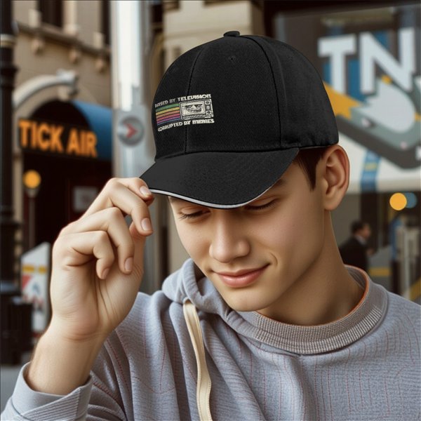 Raised by Television Corrupted by Memes Graphic Baseball Cap