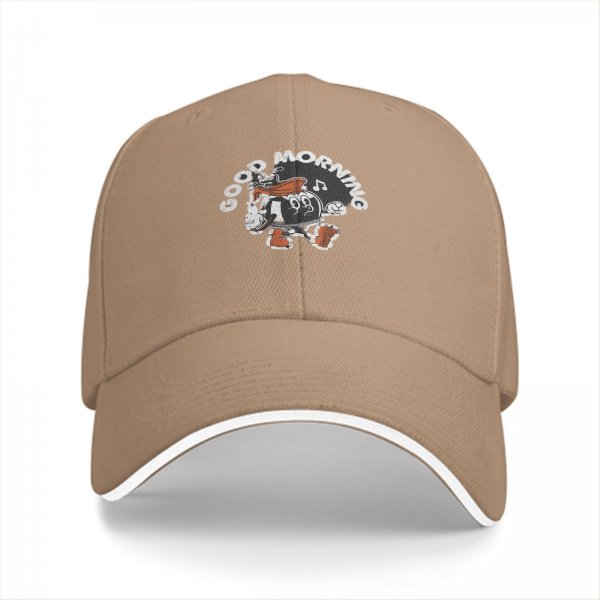 Black baseball cap with Good Morning cartoon print
