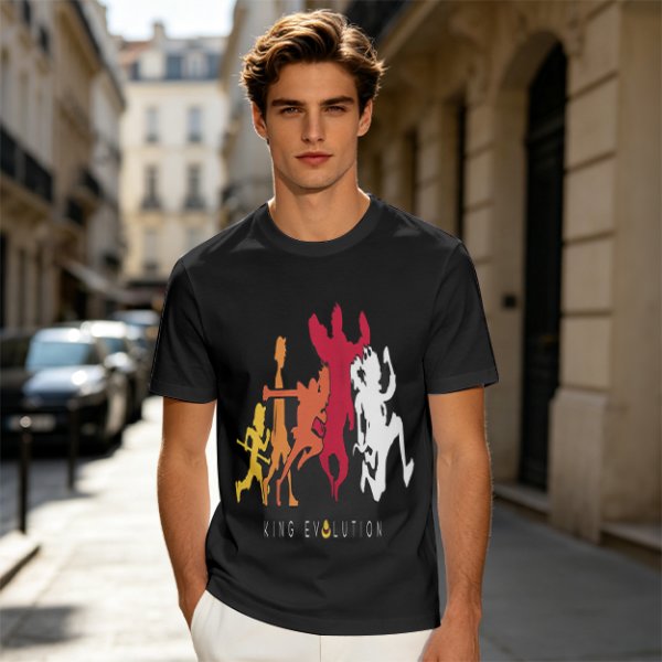 Olive Graphic T-Shirt with King Evolution Character Silhouettes