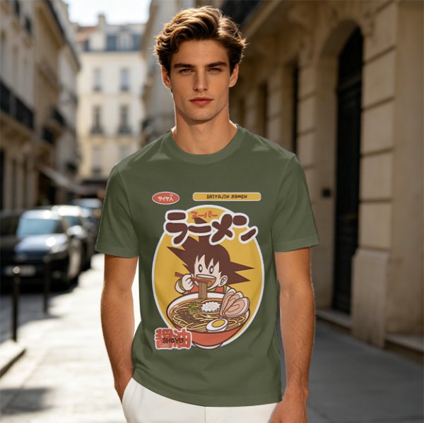 Olive Anime Ramen Graphic T-Shirt