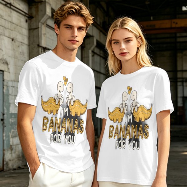 Olive T-Shirt With Cute Banana Dinosaur Love Graphic And I'm Bananas For You Text