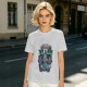 Olive graphic t-shirt with raccoons and 'Bring Us All The Trash' text