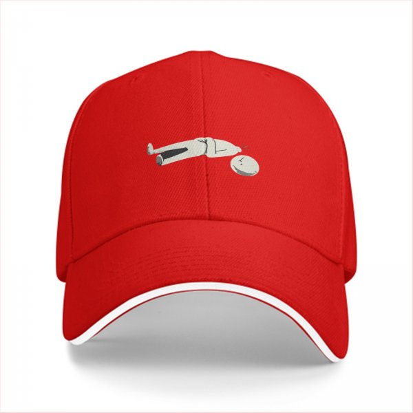 Black Baseball Cap With Funny Disconnected Stick Figure Print