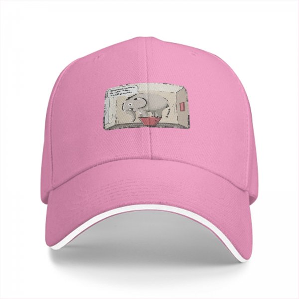 Black Baseball Cap With Elephant In Box Graphic Print