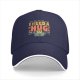 Black baseball cap with 'I need a huge cup of coffee' and cat graphic