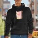 Black Graphic Hoodie with Cute Food Themed Print