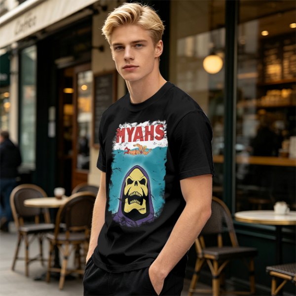 Olive Graphic T-Shirt with Skeletor Jaws Parody Art