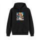 Black hoodie with Animaniacs nurse and characters graphic print