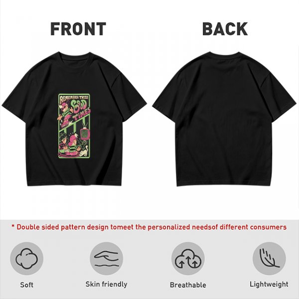 Olive Graphic T-Shirt With Remember Those Good Times Retro Art