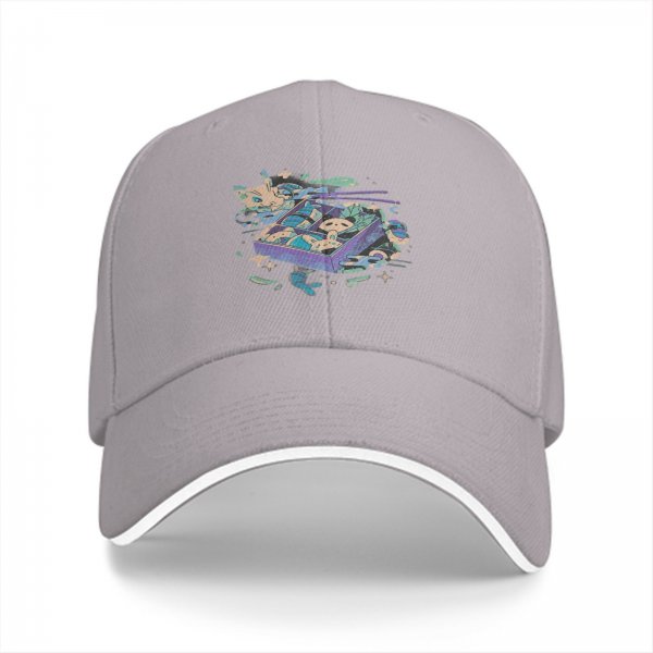 Black Baseball Cap With Whimsical Sushi Cat Bento Box Art