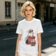 Olive graphic tee with a white cat on a stool and the text I do whatever I want