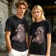 Olive T-Shirt With Raccoon In Santa Hat Holding Mug Print