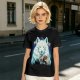 Olive T-Shirt With White Wolf And Howling Wolf Moon Graphic