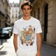 Olive Green T-Shirt With Cartoon Artist Painting Self Portrait Artwork