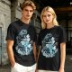 Olive T-shirt with Waterbender Character and Wave Art Print