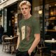 Olive T-Shirt With Surprised Light And Sad Burnt Bread Slices Graphic