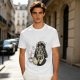 Olive T-shirt with Darth Vader holding a steaming coffee cup