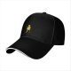Black baseball cap with yellow rain girl graphic