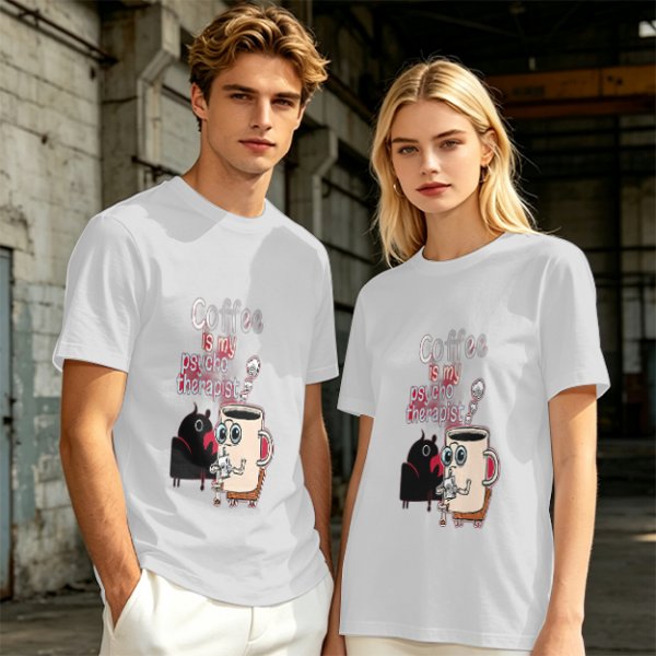 Coffee is my psychotherapist graphic olive t-shirt