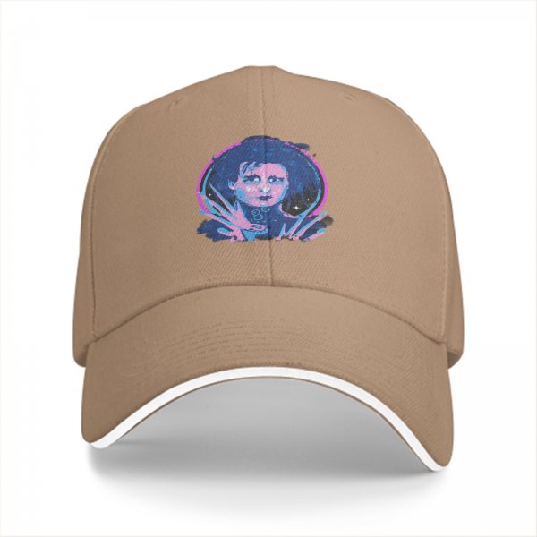 Black Baseball Cap With Neon Edward Scissorhands Portrait Print