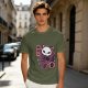 Olive T-Shirt with Skull Cat Ice Cream Graphic Print