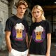 Halloween vampire beer graphic olive green casual t-shirt