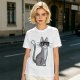 Olive T-Shirt With Cool Gray Cat Wearing Sunglasses Print