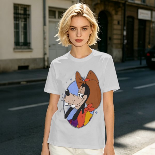 Olive T-Shirt Featuring Cowboy Goofy Cartoon Graphic