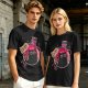 Olive T-shirt with a potion bottle holding a black cat that says don't open evil inside do it