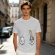 Oversized Olive T-Shirt With Sad Clouds And Rainbow Drip Graphic