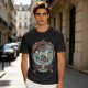 Olive Green Pirate Themed T-Shirt with Ship and Skull Graphic