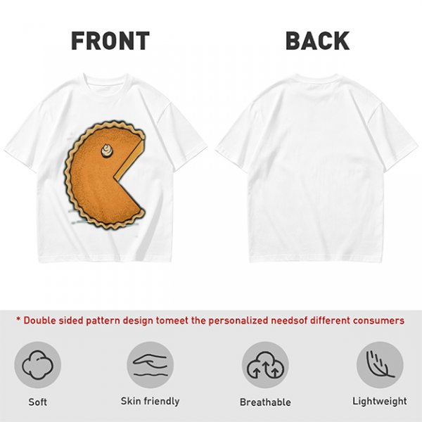 Olive T-Shirt With Pac-Man Style Pumpkin Pie Graphic