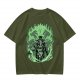 Olive T-Shirt With Skeleton Gentleman And Green Flames Art