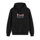 Black Hoodie With Cartoon Business Characters And Food Print