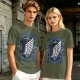 Olive T-Shirt With Attack on Titan Survey Corps Wings Print