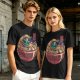 Olive T-shirt with Samurai Cat Surfing Ramen Bowl Art