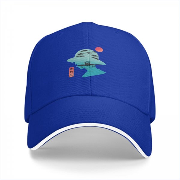 Black Baseball Cap With Anime Silhouette Sunset Art Print