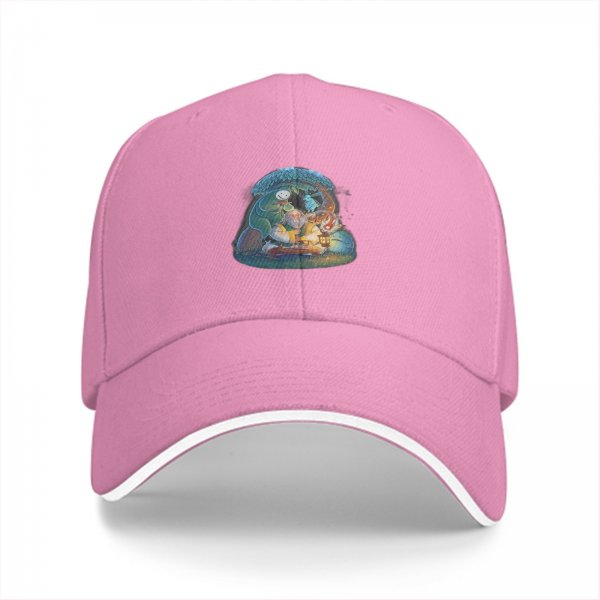 Black Baseball Cap with Whimsical Fantasy Character Art Print