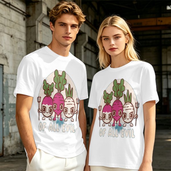 Olive Graphic T-Shirt With Evil Vegetable Characters Design