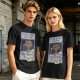 Olive green t-shirt with E.T. phone home graphic print