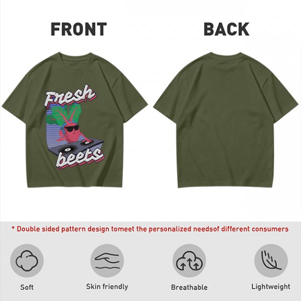 Olive T-Shirt with Fresh Beets DJ Graphic Print