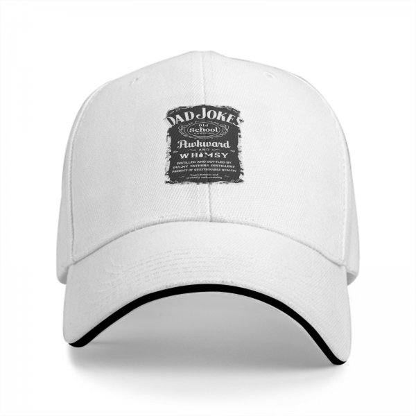 Black baseball cap with Dad Jokes Old School Awkward Whimsy label print