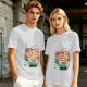 Olive green t-shirt with cute shiba inu ice cream graphic