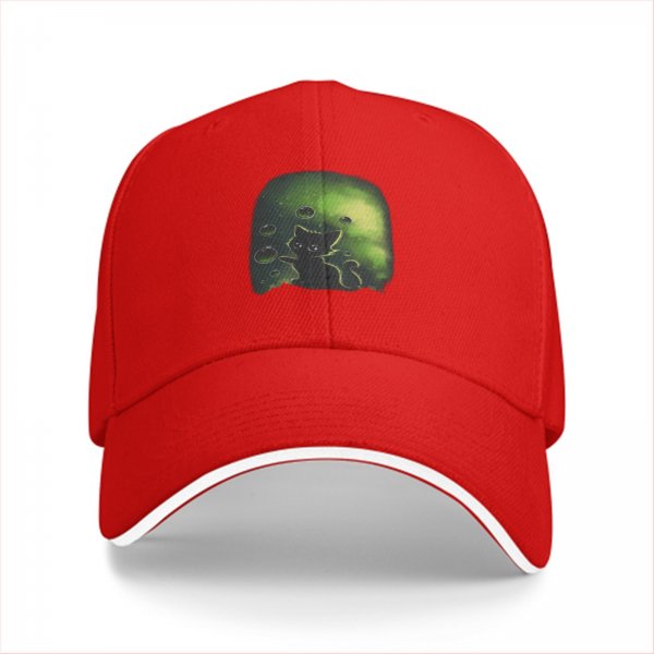 Black Baseball Cap With Glowing Green Cat Bubble Art Print